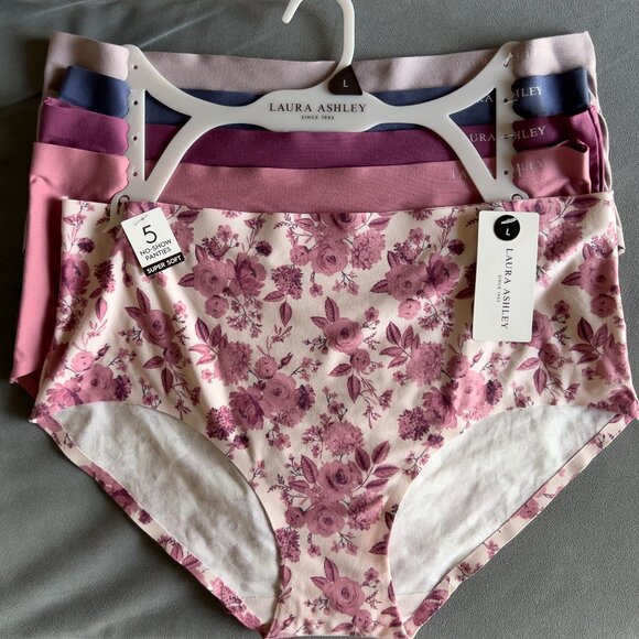 Laura Ashley 5-Pack No Show Super Soft Mid Rise Brief Fit Panties Underwear | L - Picture 1 of 6